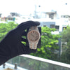 41MM Bust Down Moissanite Watch |  Rose & White