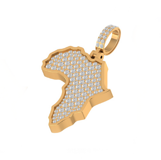 Iced-Out Africa Map Moissanite Pendant Necklace | Pavé Set Diamond Africa Pendant | Luxury Jewelry – Finora Jewelry