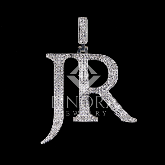 Custom Letter Pendant in White Gold Finish with Hand-Set Moissanite Stones – Fully Iced Bubble Font Initial Charm for Chains