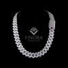 Iced Flat Cuban Link Chain – White Gold Finish with Moissanite Stones & Box Clasp