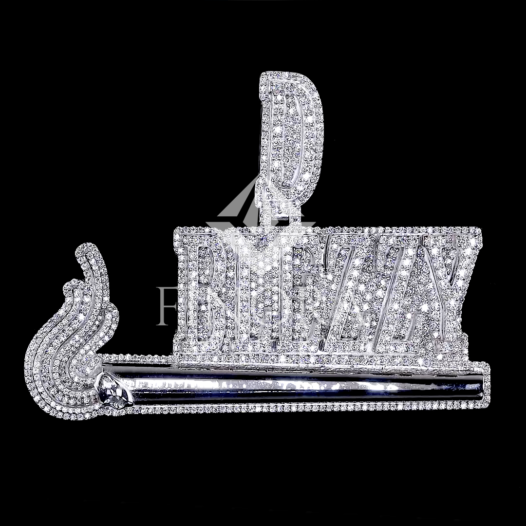 finora jewelry: custom letter lighter-inspired diamond pendant – fully iced flame design