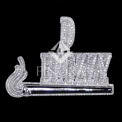 Finora Jewelry: Custom Letter Lighter-Inspired Diamond Pendant – Fully Iced Flame Design