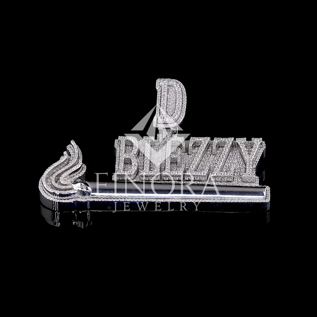 finora jewelry: custom letter lighter-inspired diamond pendant – fully iced flame design