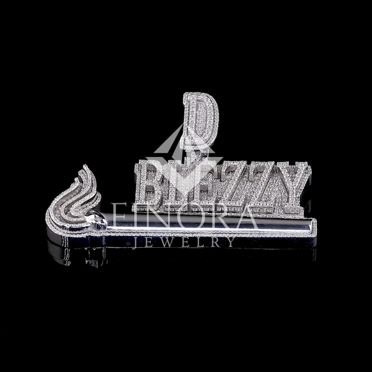 Finora Jewelry: Custom Letter Lighter-Inspired Diamond Pendant – Fully Iced Flame Design