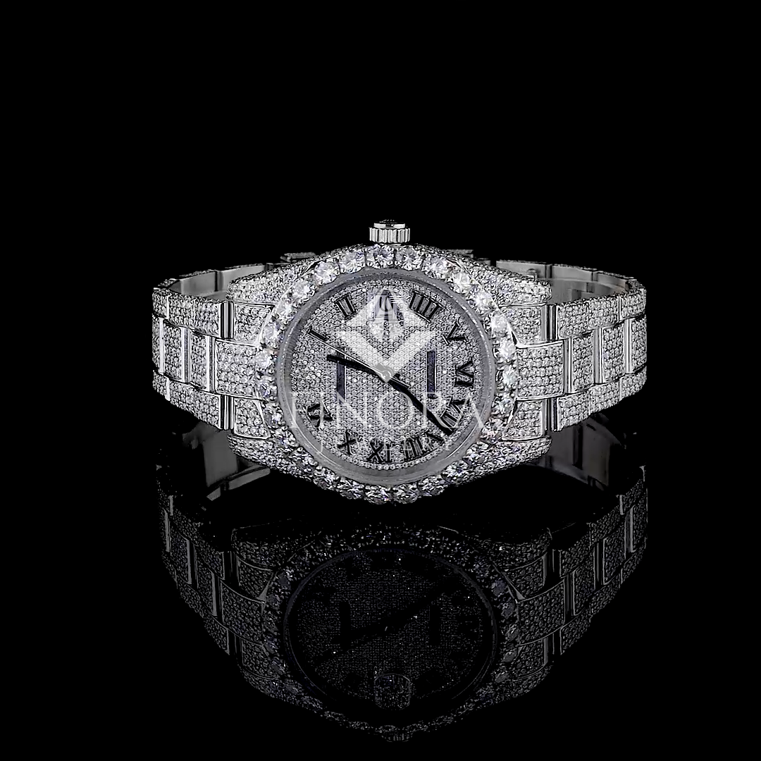 men's fully iced bust down moissanite diamond wrist watch
