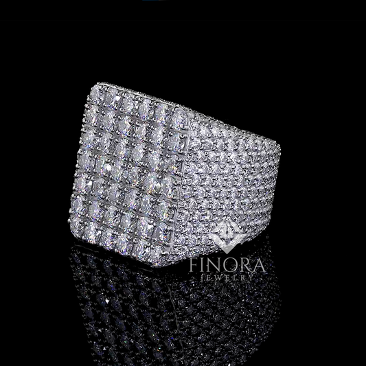 Iced Square Top Cluster Diamond Ring – Statement Piece by Finora Jewelry