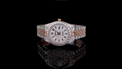 Elegant 41MM Two-Tone Fully Iced Out Moissanite Watch with White Dial for Men