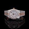 Elegant 41MM Two-Tone Fully Iced Out Moissanite Watch with White Dial for Men