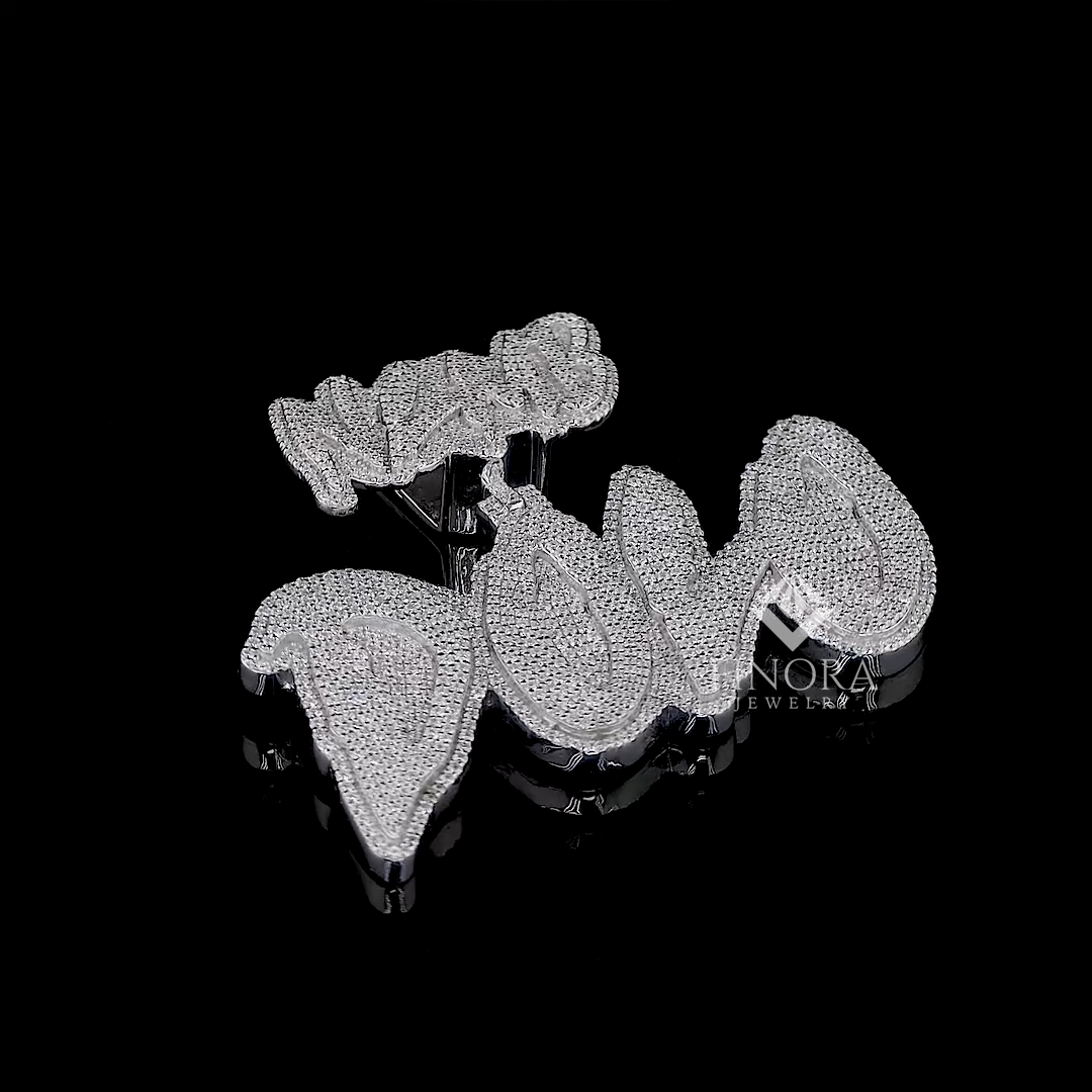 custom name drip pendant – diamond-encrusted statement piece by finora jewelry