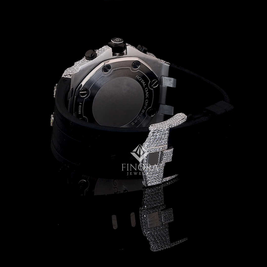 men 41mm vvs fully ice out moissanite watch with rubber belt