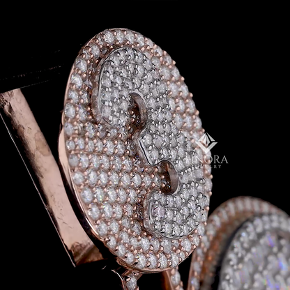 Fully Custom Text Pendant with Personalized Custom Number Bail – Baguette & Round Diamond Design