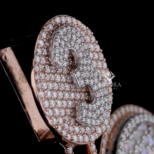 Fully Custom Text Pendant with Personalized Custom Number Bail – Baguette & Round Diamond Design