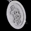 White Gold Plated Fully Iced-Out Oval Bitcoin Pendant with 3D “₿” Logo & Moissanite Stones