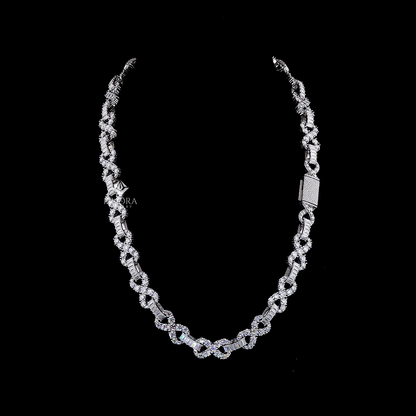 Custom Diamond Infinity Link Chain – Baguette & Round Cut Iced Out Necklace By Finora Jewelry