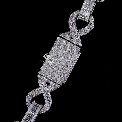 Custom Diamond Infinity Link Chain – Baguette & Round Cut Iced Out Necklace By Finora Jewelry