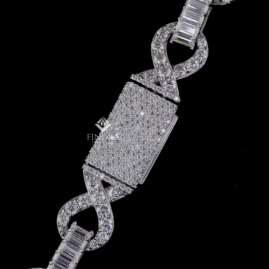 Custom Diamond Infinity Link Chain – Baguette & Round Cut Iced Out Necklace By Finora Jewelry