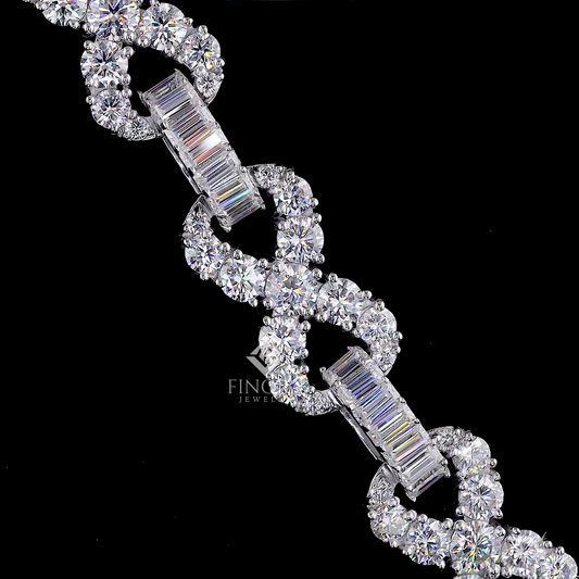 Custom Diamond Infinity Link Chain – Baguette & Round Cut Iced Out Necklace By Finora Jewelry
