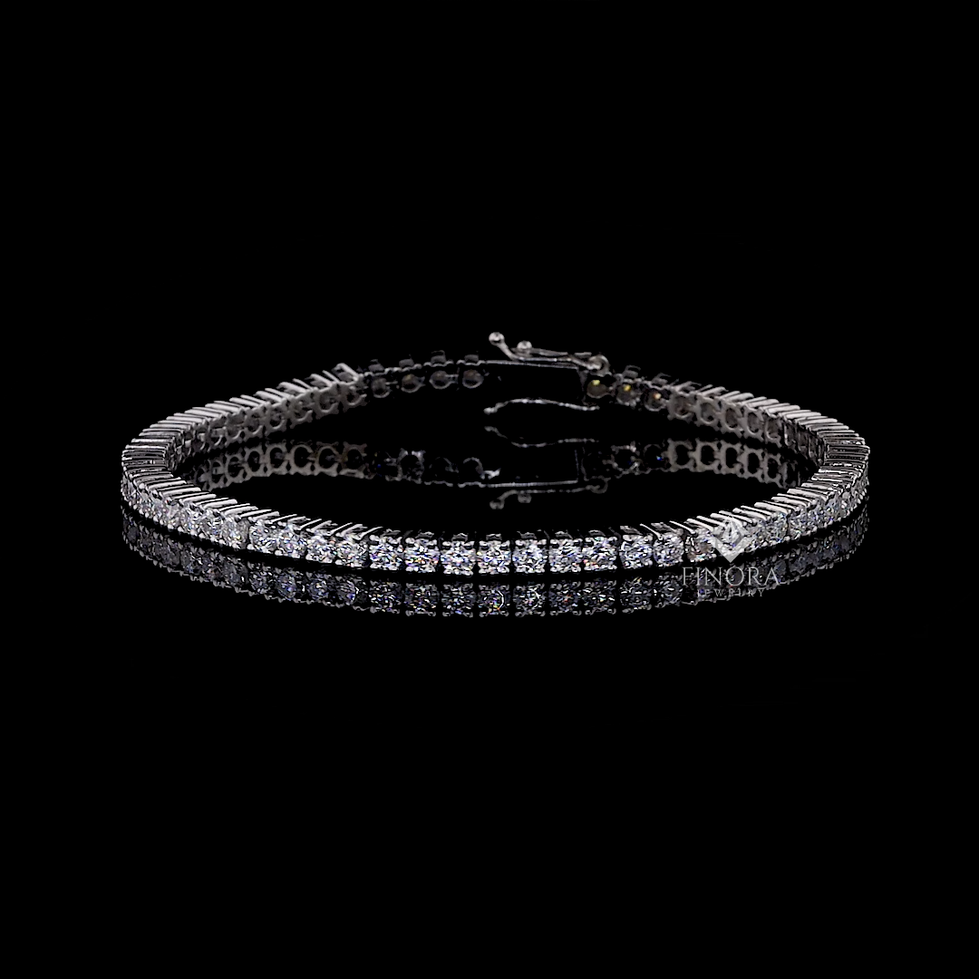 14k white gold tennis bracelet with vvs moissanite – classic iced-out elegance by finora jewelry