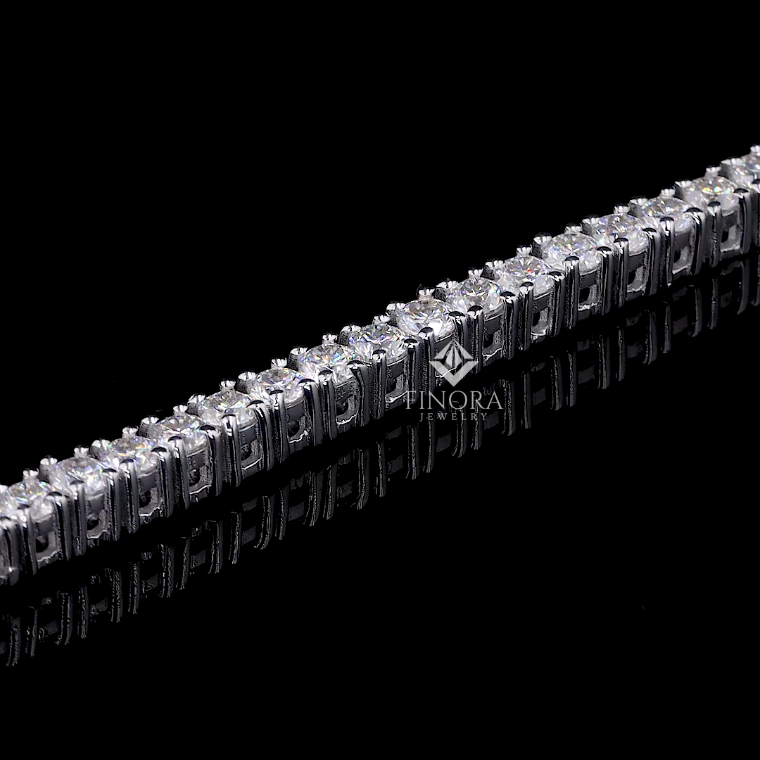 14k white gold tennis bracelet with vvs moissanite – classic iced-out elegance by finora jewelry