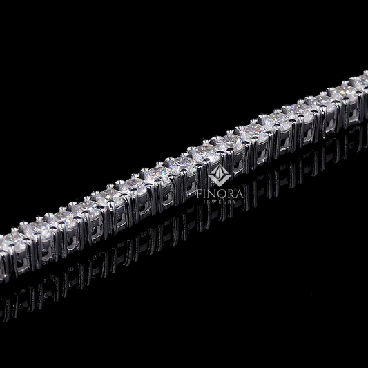 14K White Gold Tennis Bracelet with VVS Moissanite – Classic Iced-Out Elegance by Finora Jewelry