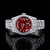 Deluxe 41MM Roman Numeral Red Dial Fully Iced Out Moissanite Watch for Men