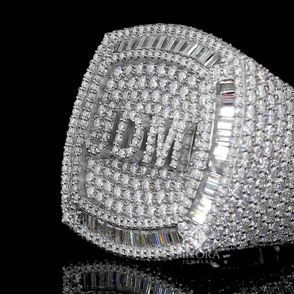 Fully Iced Custom Name Ring – Baguette & Round Cut Diamonds by Finora Jewelry