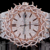 41MM Two-Tone White & Rose Gold Plated Fully Iced-Out Moissanite Watch