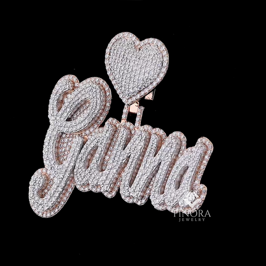 Custom Diamond Name Pendant with Heart – Finora Jewelry