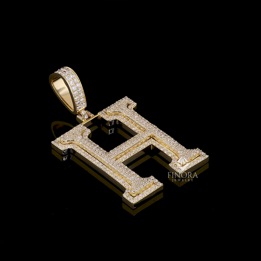 Iced Out Gold Initial Pendant – Custom Letter by Finora Jewelry