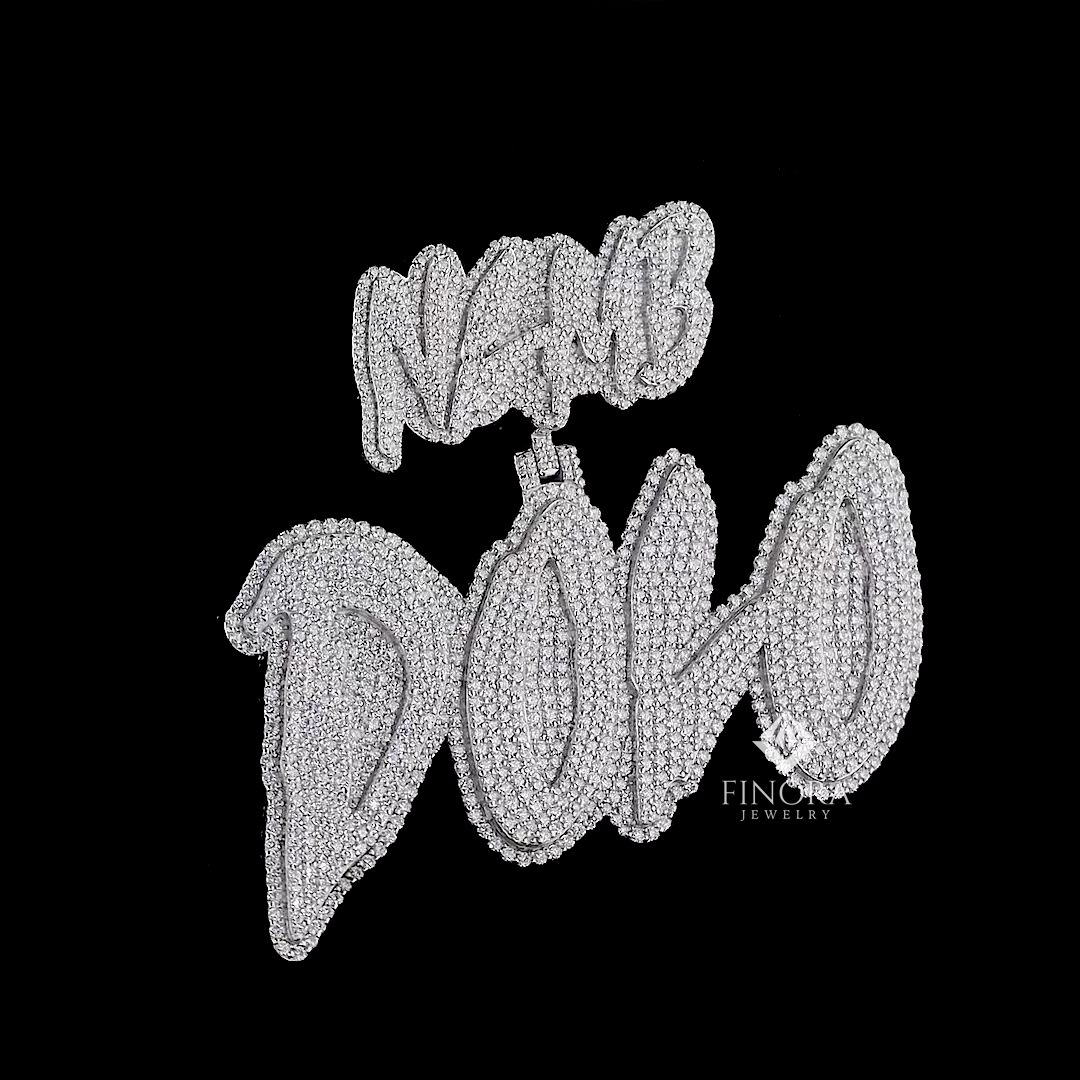 custom name drip pendant – diamond-encrusted statement piece by finora jewelry