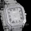 41MM White Gold Plated Fully Iced Square Case Roman Dial Moissanite Watch