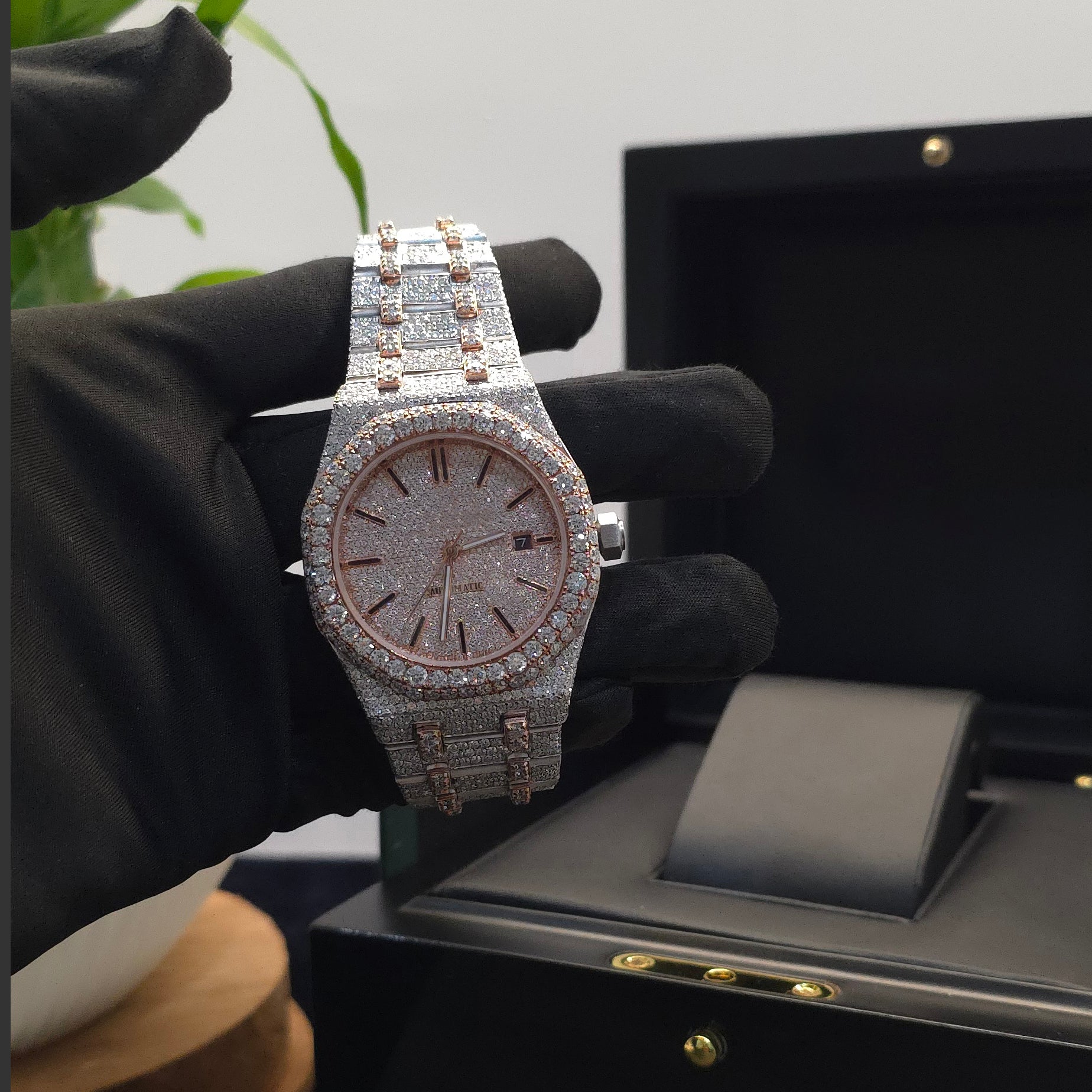 41MM Bust Down Moissanite Watch
