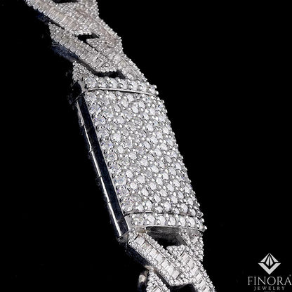 Baguette Moissanite Cuban Chain Necklace, Iced-Out Luxury Hip Hop Chain – Finora Jewelry