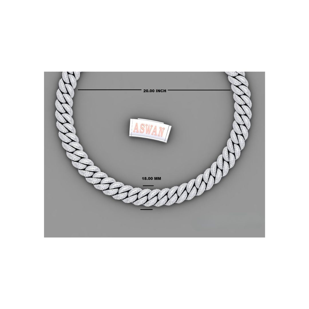 moissanite silver miami cuban link chain - custom name clasp choker