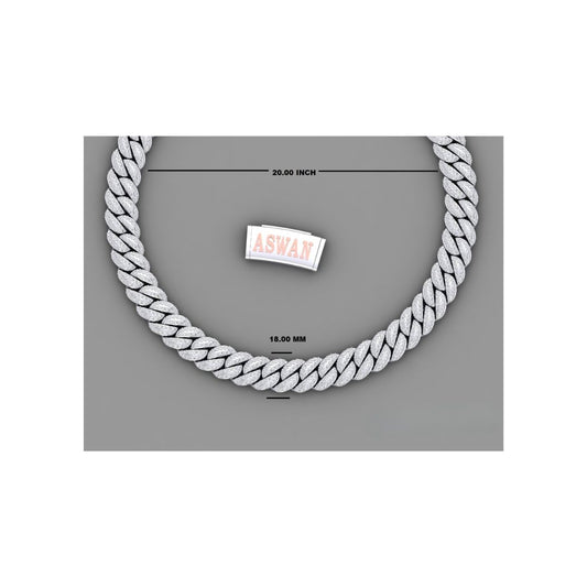 Moissanite Silver Miami Cuban Link Chain - Custom Name Clasp Choker