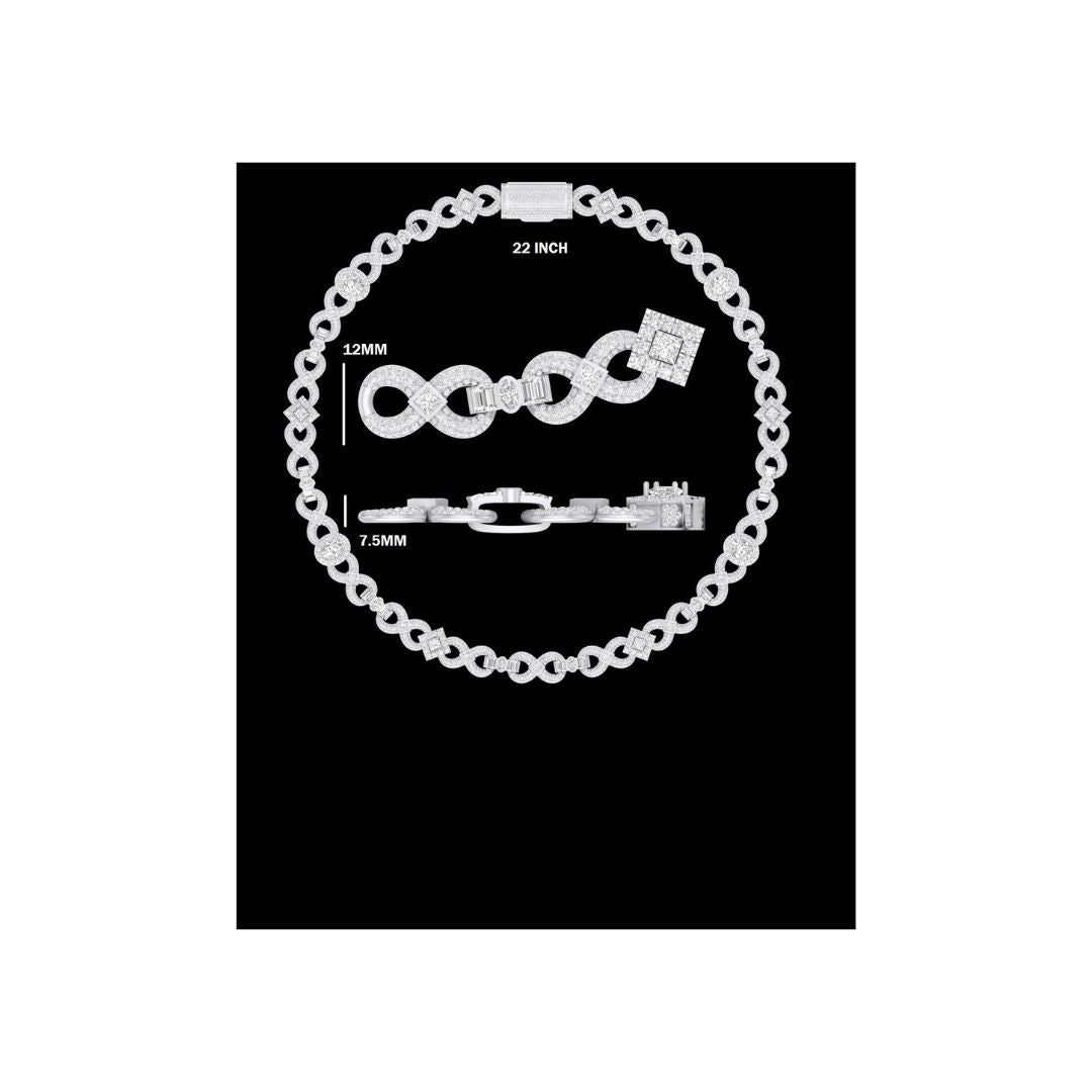 moissanite silver infinity link chain - princess cut iced out necklace