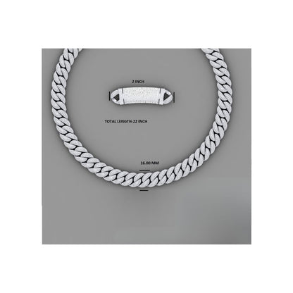 16mm Moissanite Silver Miami Cuban Link Chain - 22-Inch Heavyweight Choker