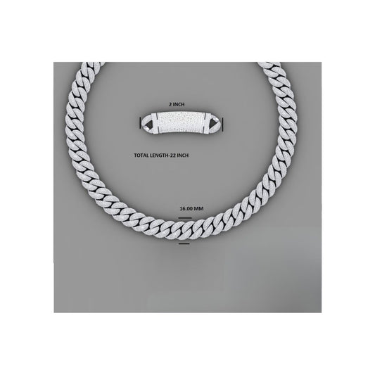 16mm Moissanite Silver Miami Cuban Link Chain - 22-Inch Heavyweight Choker