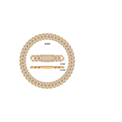 19mm Iced-Out Moissanite Gold Miami Cuban Link Chain