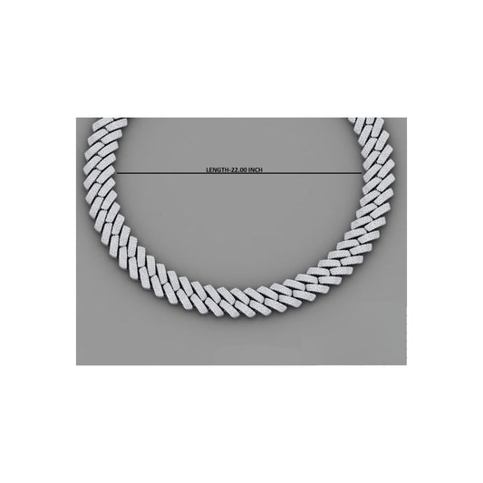Moissanite Silver Miami Cuban Link Chain - 22-Inch Heavyweight Choker