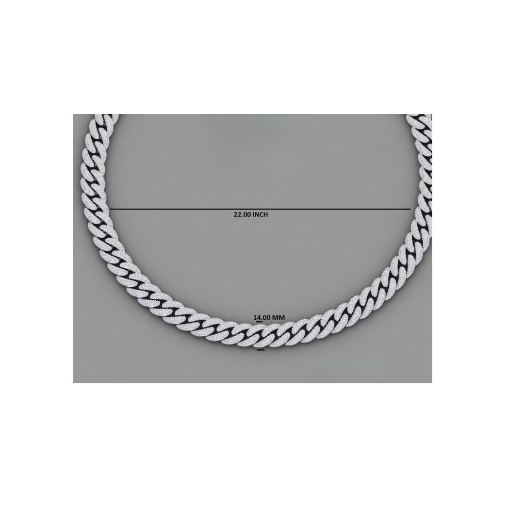 14mm moissanite silver miami cuban link chain - 22-inch heavyweight choker