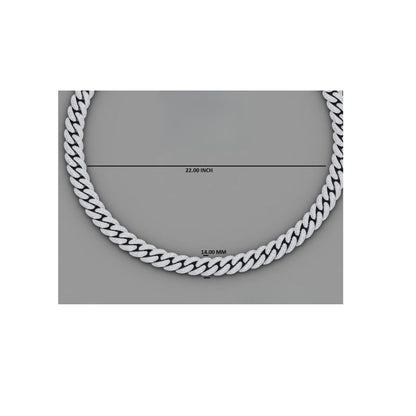 14mm Moissanite Silver Miami Cuban Link Chain - 22-Inch Heavyweight Choker