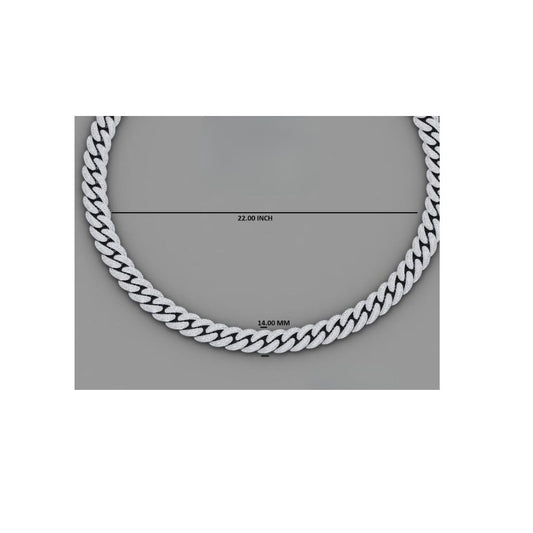 14mm Moissanite Silver Miami Cuban Link Chain - 22-Inch Heavyweight Choker