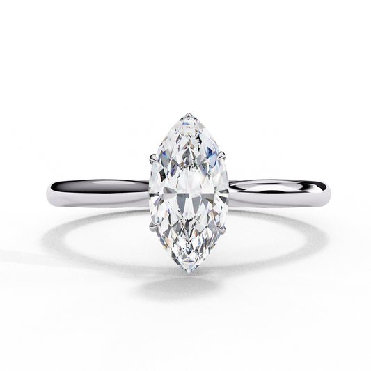 Marquise Cut Moissanite Solitaire Engagement Ring – Minimalist Design – 925 Silver / 10K, 14K, 18K Gold / Platinum | Finora Jewelry
