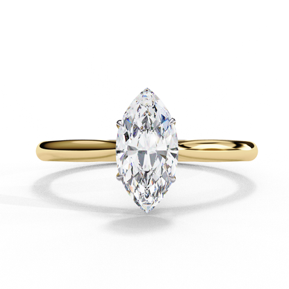 Marquise Cut Moissanite Solitaire Engagement Ring – Minimalist Design – 925 Silver / 10K, 14K, 18K Gold / Platinum | Finora Jewelry