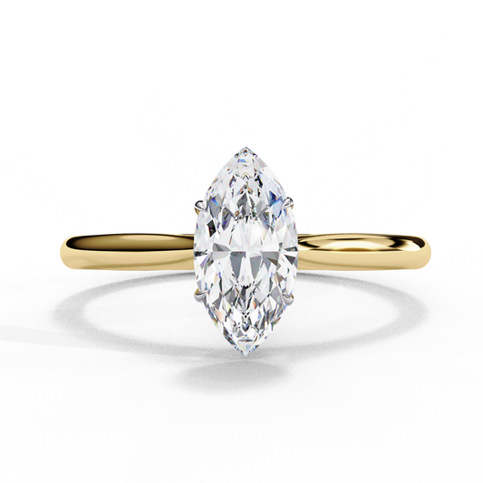 Marquise Cut Moissanite Solitaire Engagement Ring – Minimalist Design – 925 Silver / 10K, 14K, 18K Gold / Platinum | Finora Jewelry