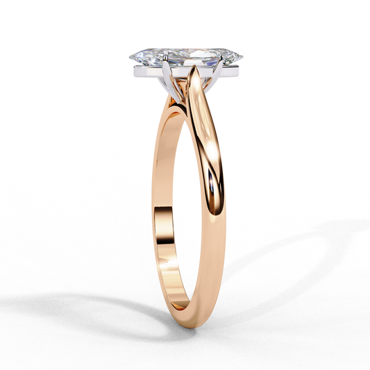 Marquise Cut Moissanite Solitaire Engagement Ring – Minimalist Design – 925 Silver / 10K, 14K, 18K Gold / Platinum | Finora Jewelry