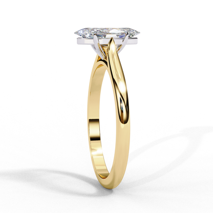 Marquise Cut Moissanite Solitaire Engagement Ring – Minimalist Design – 925 Silver / 10K, 14K, 18K Gold / Platinum | Finora Jewelry