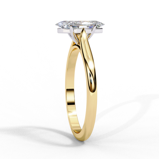 Marquise Cut Moissanite Solitaire Engagement Ring – Minimalist Design – 925 Silver / 10K, 14K, 18K Gold / Platinum | Finora Jewelry