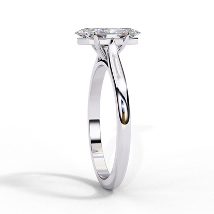 Marquise Cut Moissanite Solitaire Engagement Ring – Minimalist Design – 925 Silver / 10K, 14K, 18K Gold / Platinum | Finora Jewelry